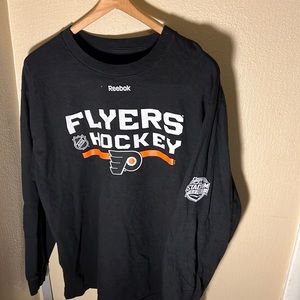 NHL Reebok Mens LS 2017 Stadium Series Flyers Tee Color Black Size Large